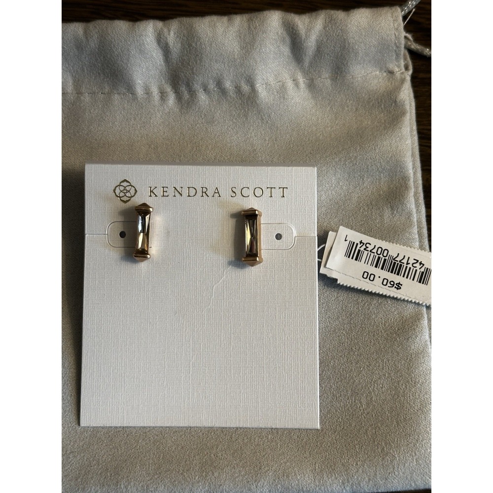 Kendra Scott Fletcher Stud Earrings Rose Gold Plated In Blush Crystal NEW